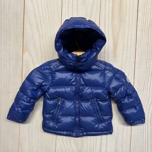 Moncler Enfant Maya Down Jacket Toddler Size 2Y Removeable Hood Glossy Blue